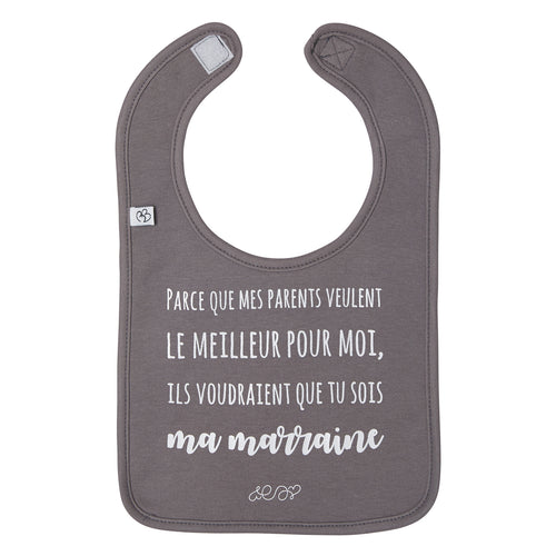 Bavoir annonce naissance pour marraine en coton avec message demande