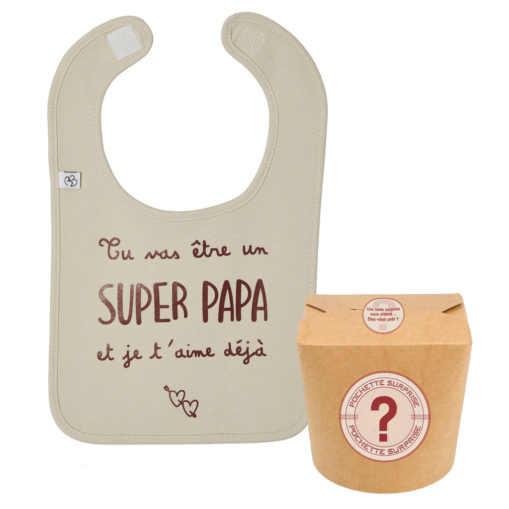 Bavoir annonce naissance original pour papa en coton 