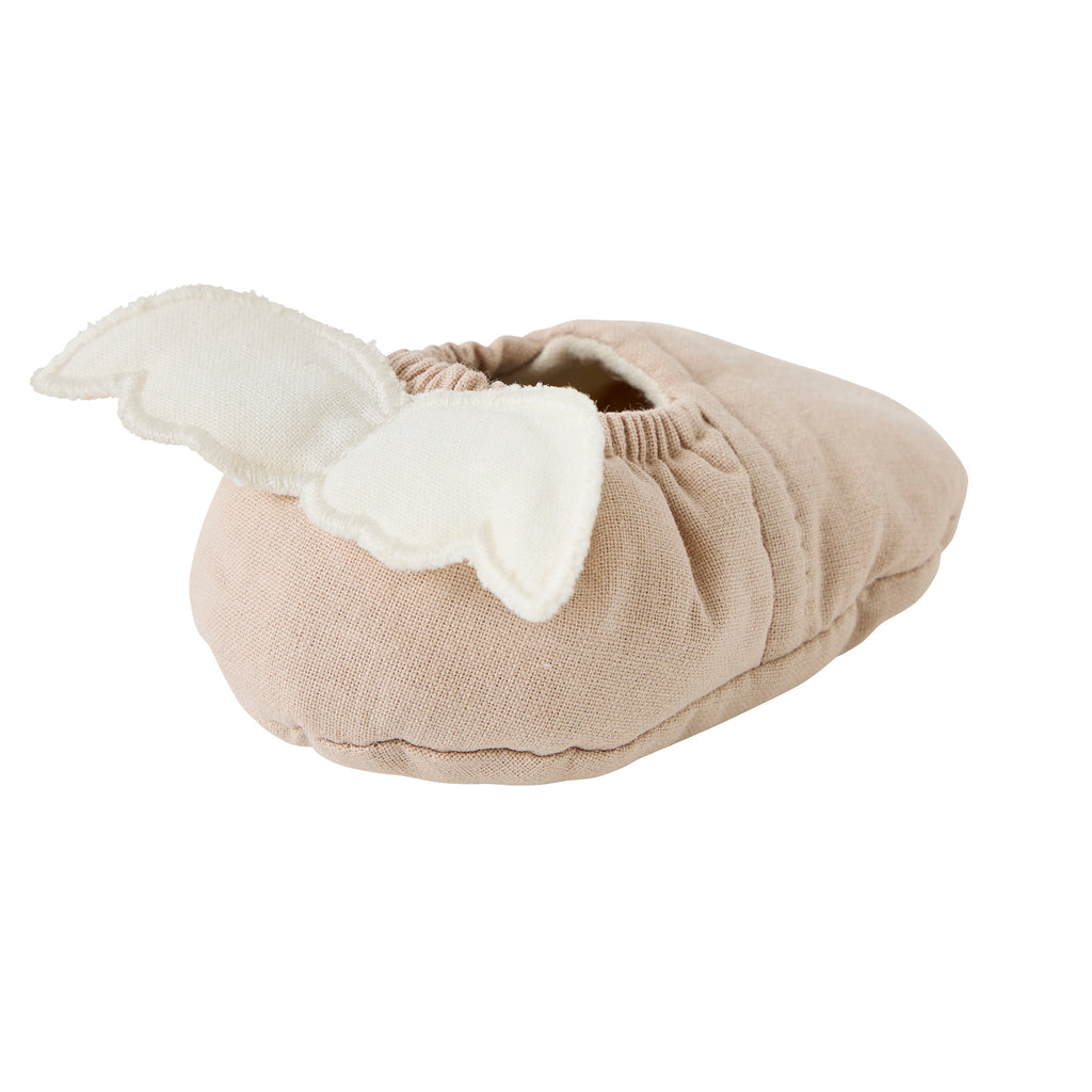 Chaussons bébé biscuits avec ailes d’ange en coton doublé pour nouveau-né vue arrière