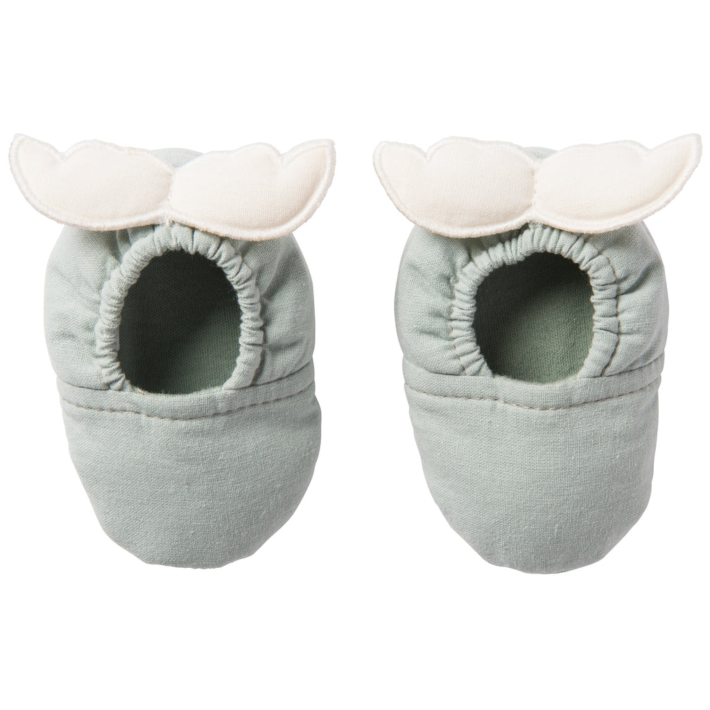 Chaussons bébé verts avec ailes d’ange en coton doublé pour nouveau-né