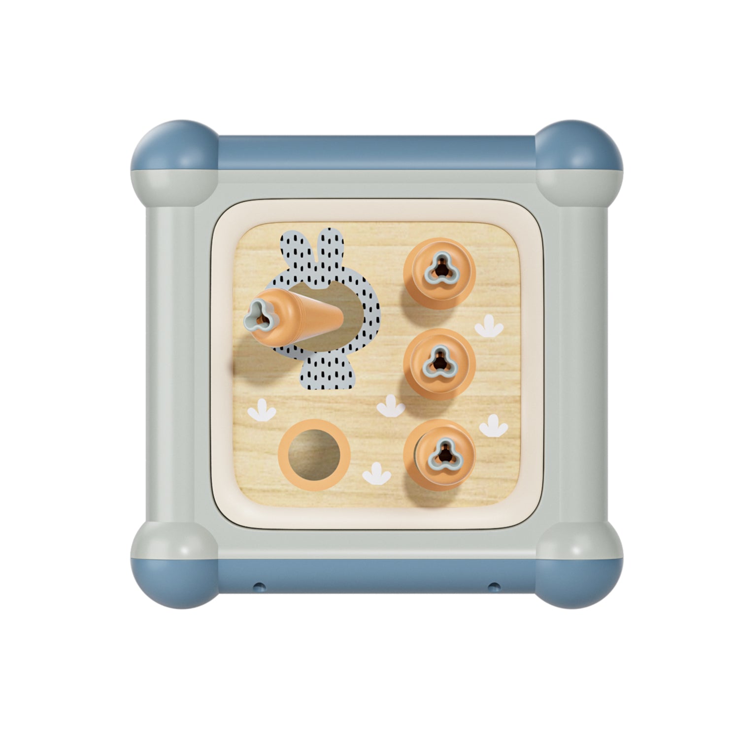 Cube d’activités bébé 10 en 1 motricité enfant face des carottes à insérer