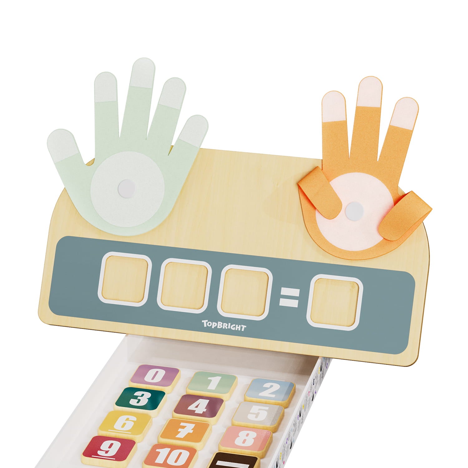 Jeu éducatif Montessori calcul doigts enfant en bois et ses 2 mains pour compter