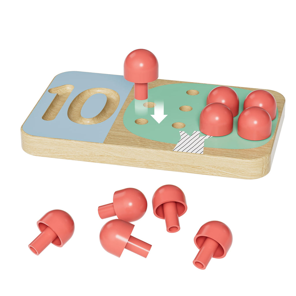 Jeu éducatif enfant chiffres bois arbres fruitiers et sa tablette en bois pour fruits