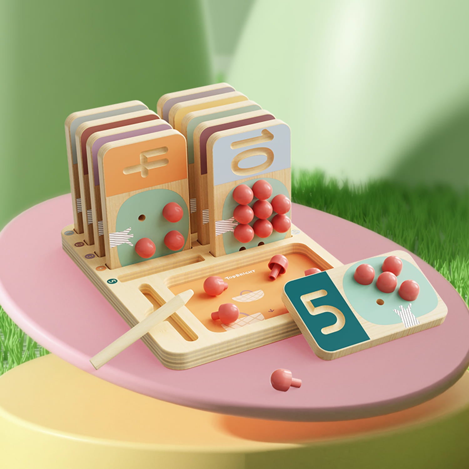 Jeu éducatif enfant chiffres bois arbres fruitiers