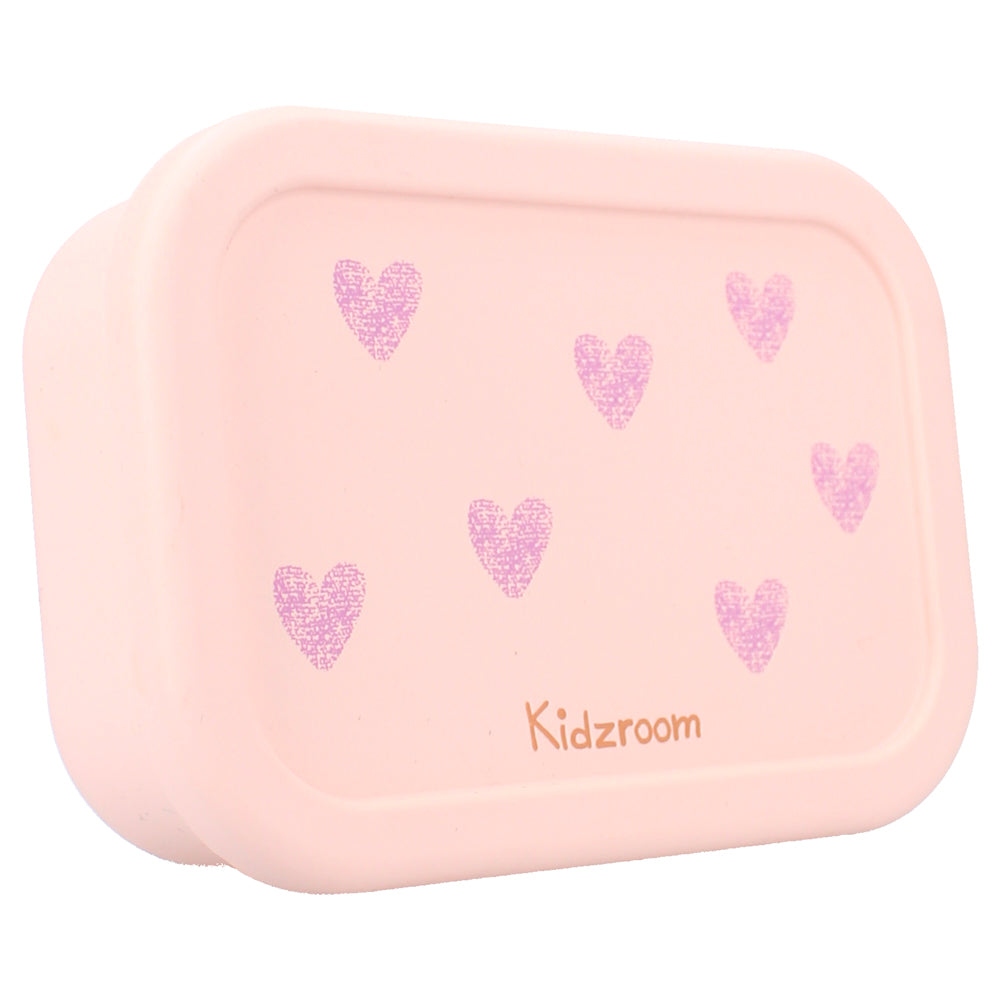 Lunch box bébé en silicone 700 ml avec compartiments motif cœur fermée