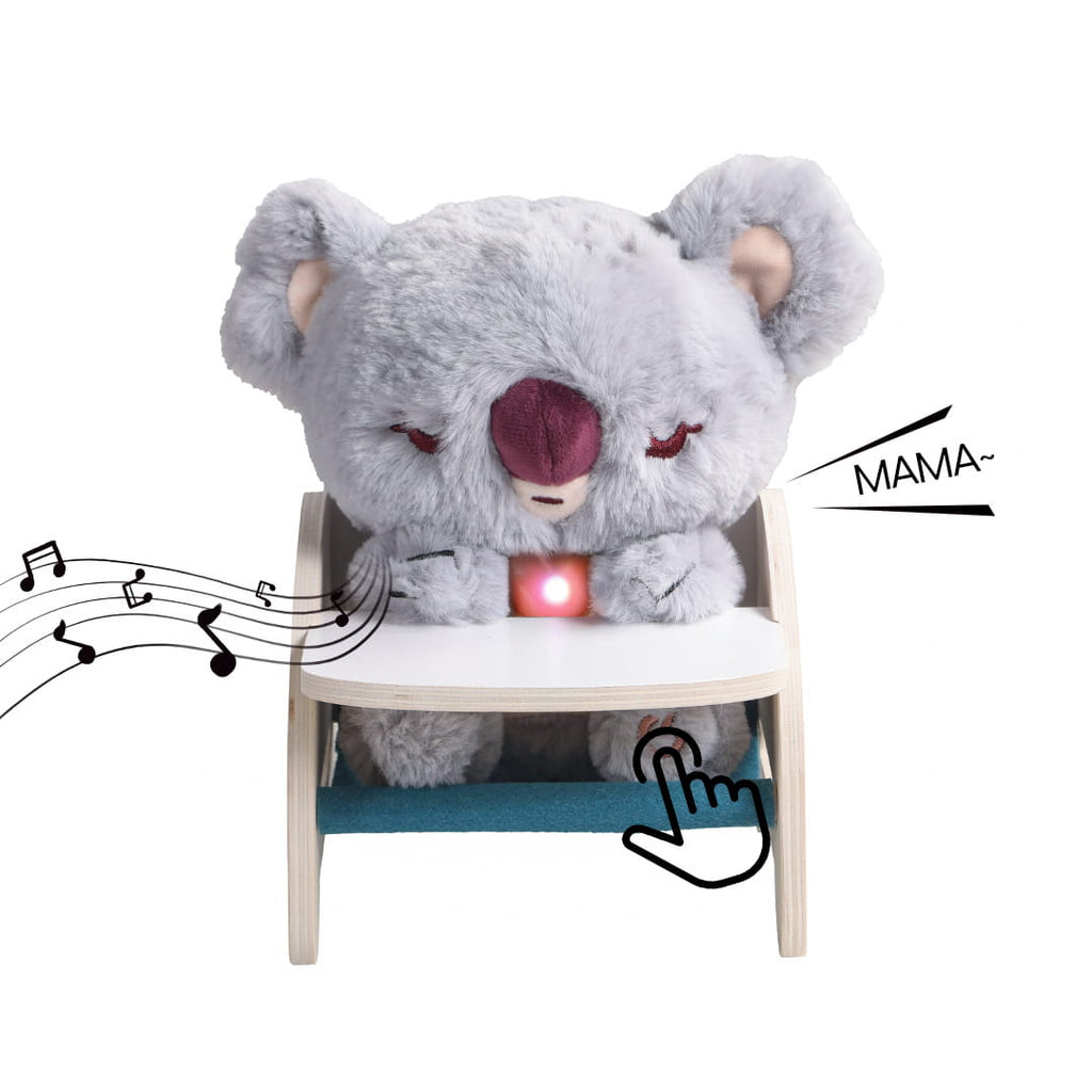 Peluche interactive bébé koala avec cœur lumineux qui est fâchée