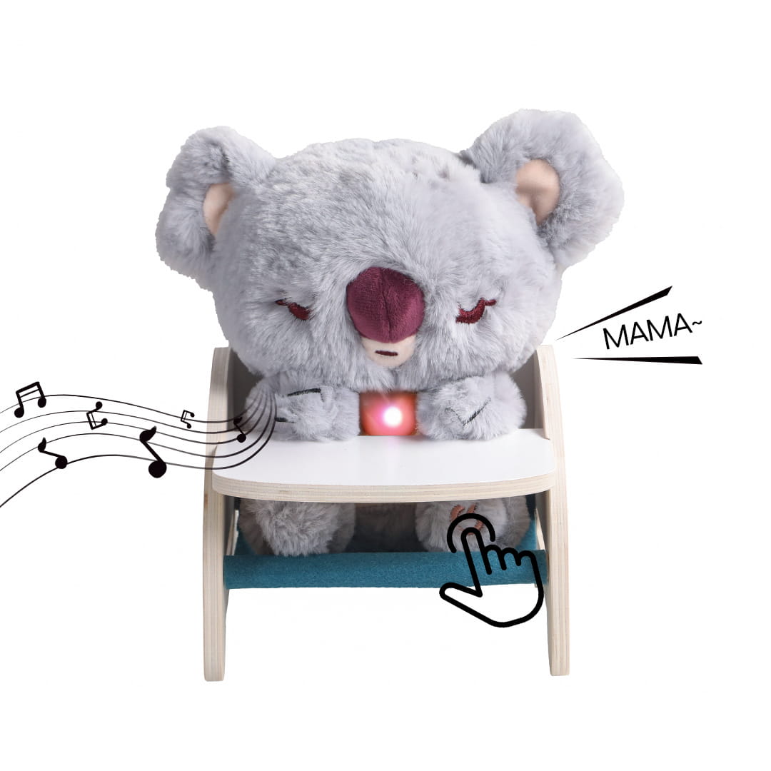 Peluche interactive bébé koala avec cœur lumineux qui est fâchée