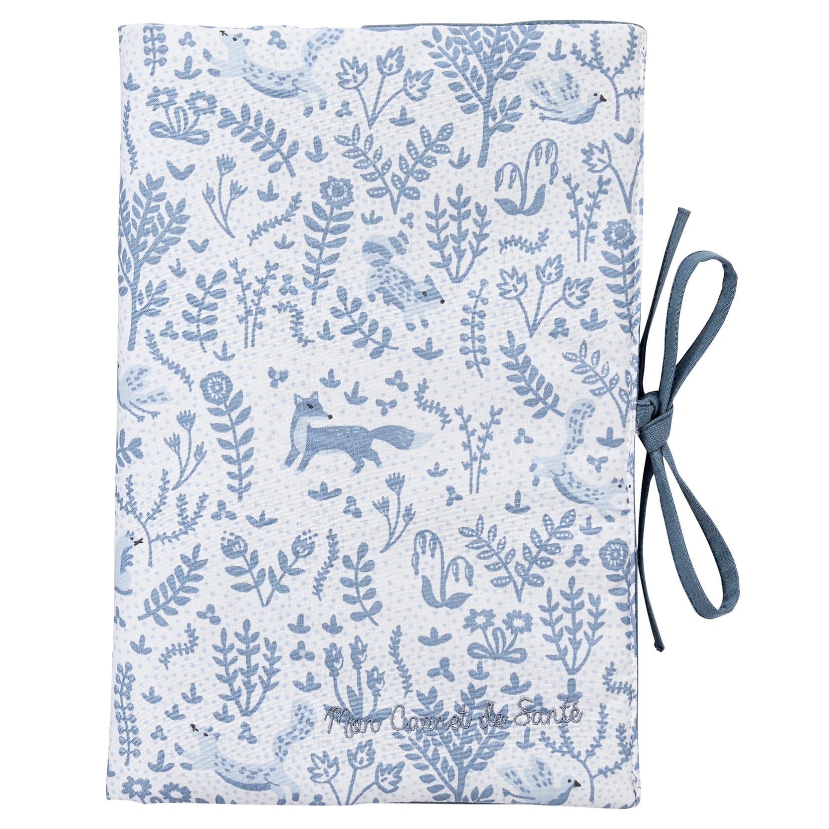 Protège carnet de santé bébé en coton gaze rayé Forêt enchantée