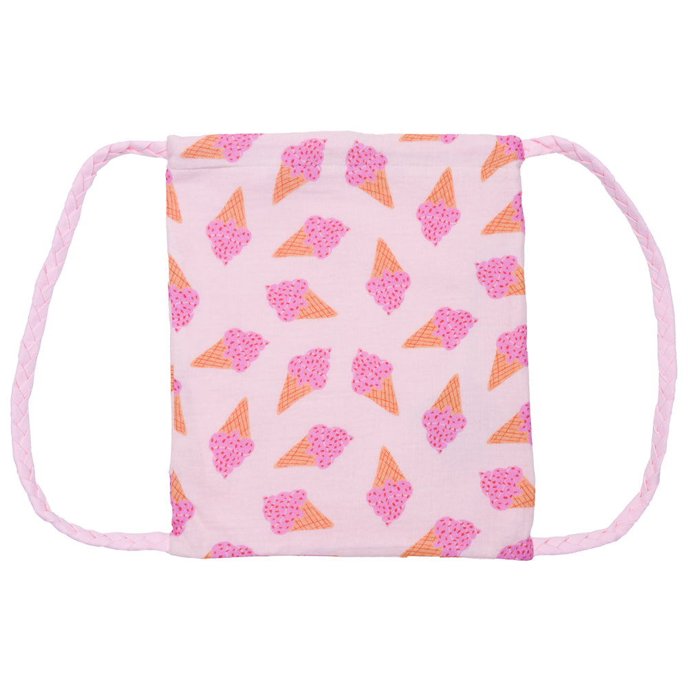 Sac à dos enfant en coton imprimé avec bretelles tressées motifs glace