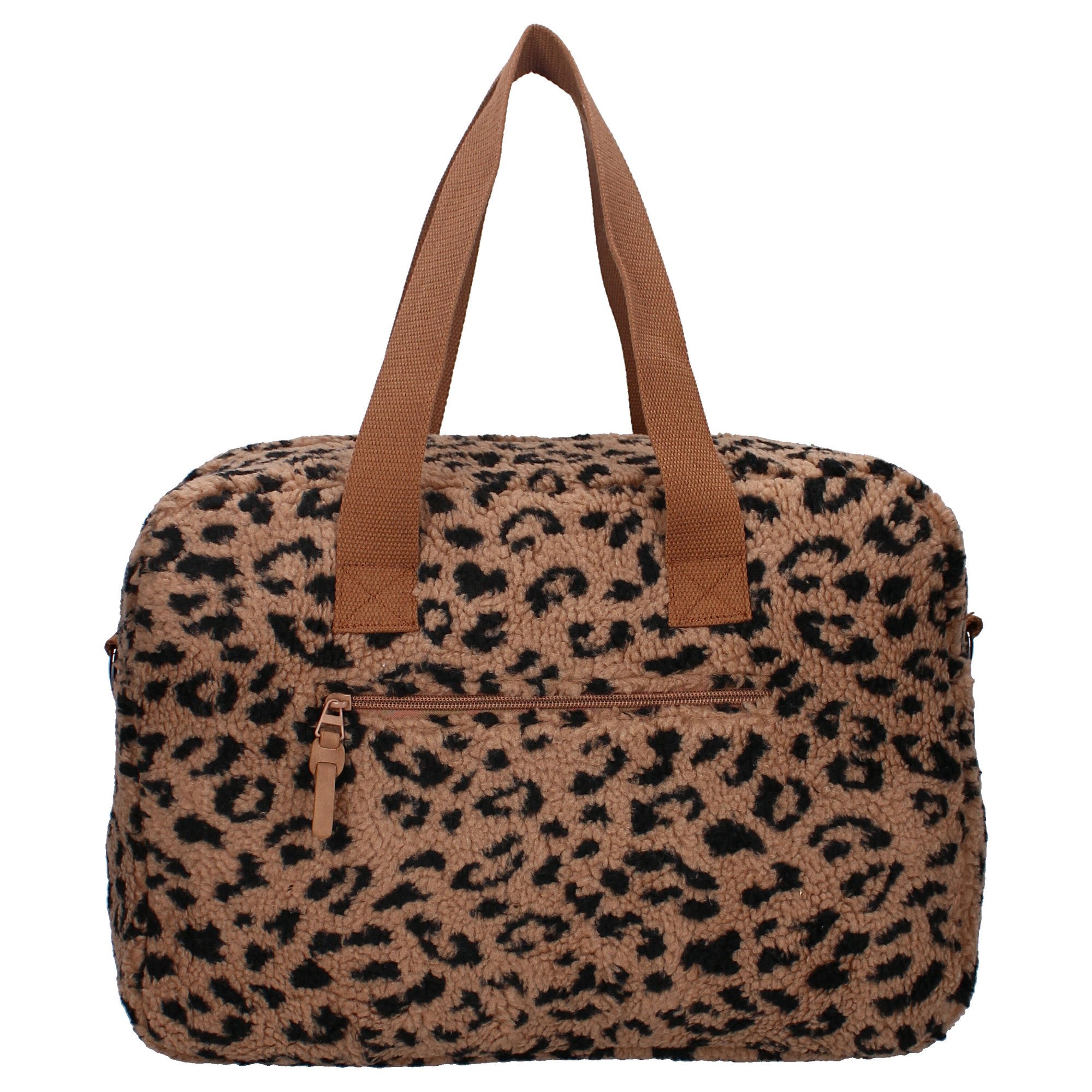 Sac à langer bébé avec matelas à langer en velours couleur léopard de derrière