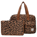 Sac à langer bébé avec matelas à langer en velours couleur léopard de face
